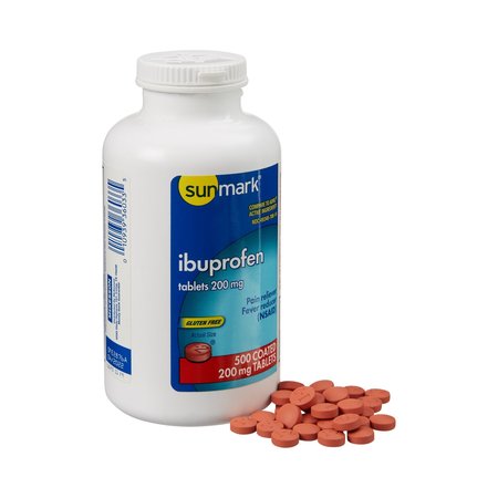 SUNMARK Pain Relief Ibuprofen 200 mg Tablet, PK 500 49348070614